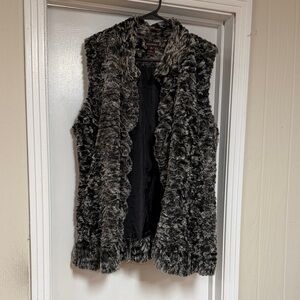 Multiples Black and Gray Faux Fur Sleeveless Vest